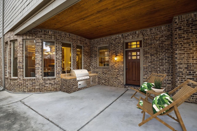 4132 Coleridge St, Houston, TX 77005 - property entrance featuring brick siding, a patio area, and area for grilling