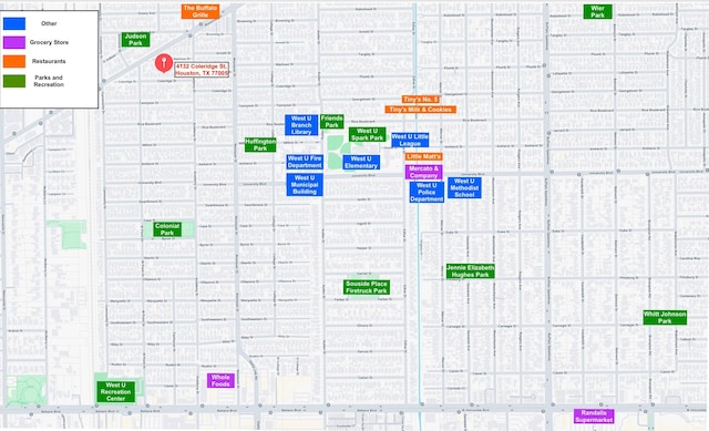 4132 Coleridge St, Houston, TX 77005 - map of property / related area