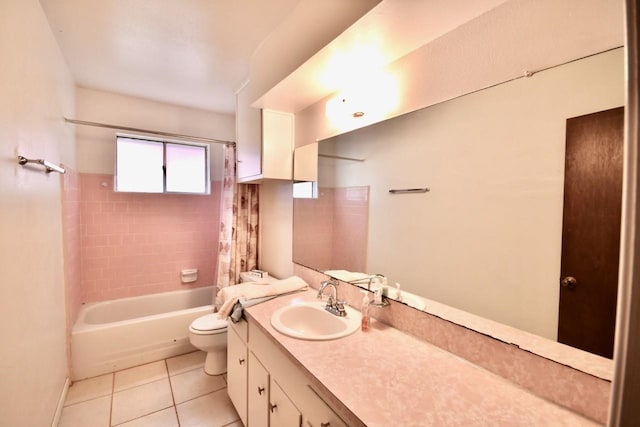 11931 Tanager St, Houston, TX 77072 - bathroom with vanity, shower / bath combination with curtain, and tile patterned floors