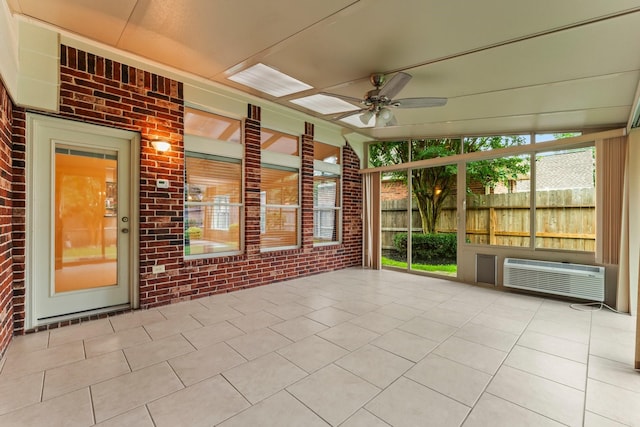 24910 Corbin Gate Dr, Spring, TX 77389 - unfurnished sunroom with ceiling fan and an AC wall unit