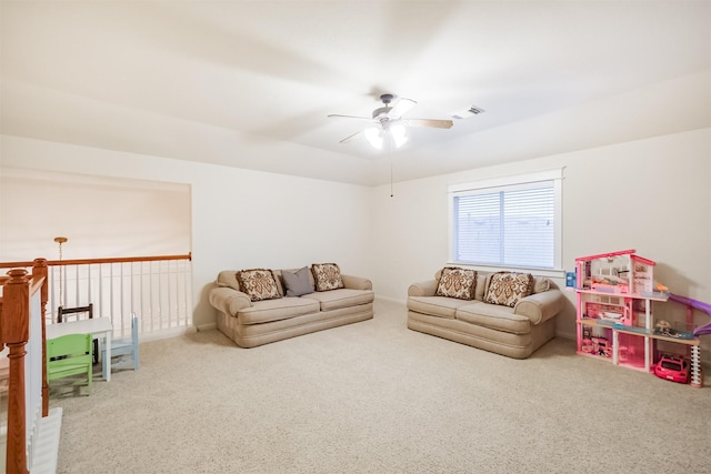 703 Rock Creek Ct, Rosenberg, TX 77469 - carpeted living area featuring a ceiling fan and baseboards