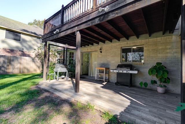 1603 Chart Dr, Crosby, TX 77532 - view of patio featuring a wooden deck and a grill