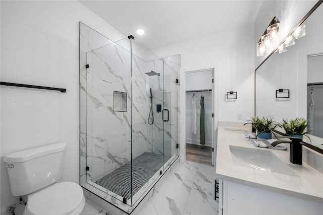 2475 Carmel St A/B, Unit A/B Houston, TX 77091 - bathroom featuring marble look tiles, a marble finish shower, double vanity, and recessed lighting