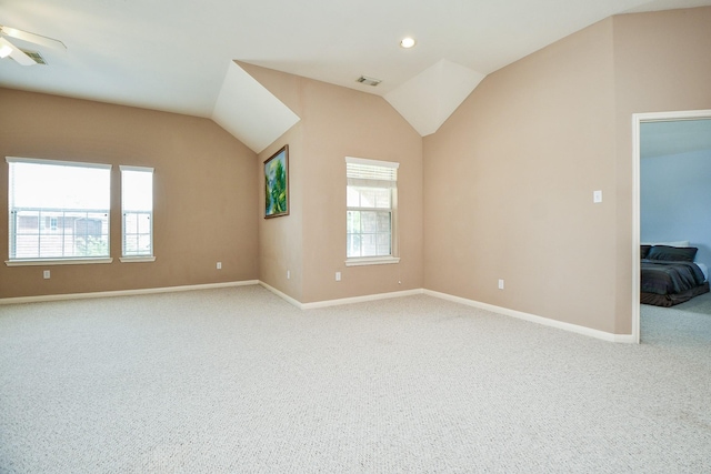 5823 Lundwood Ln, Houston, TX 77084 - carpeted spare room with a ceiling fan, vaulted ceiling, and recessed lighting