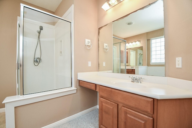 5823 Lundwood Ln, Houston, TX 77084 - bathroom featuring vanity and an enclosed shower