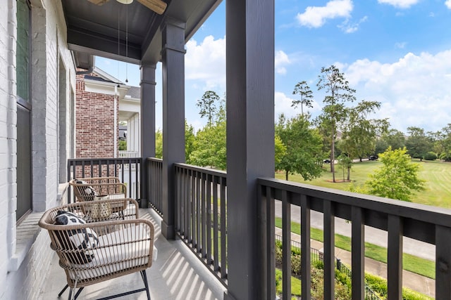 152 E Shell Port Sq, The Woodlands, TX 77380 - balcony featuring a ceiling fan