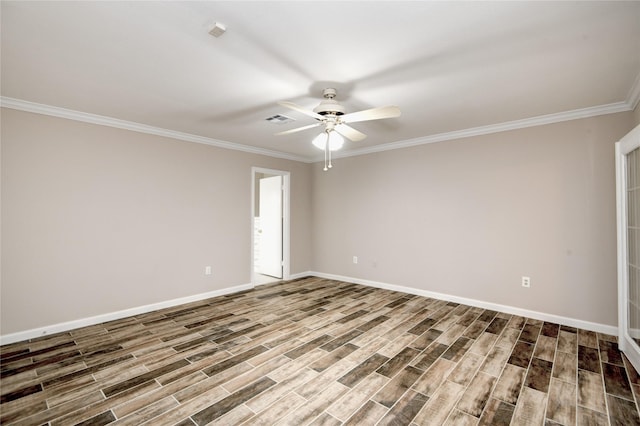 13903 Chevy Chase Dr, Houston, TX 77077 - unfurnished room featuring wood finished floors, ceiling fan, and crown molding