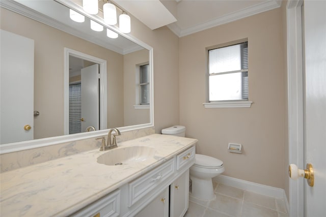 13903 Chevy Chase Dr, Houston, TX 77077 - bathroom featuring vanity, crown molding, and tile patterned flooring