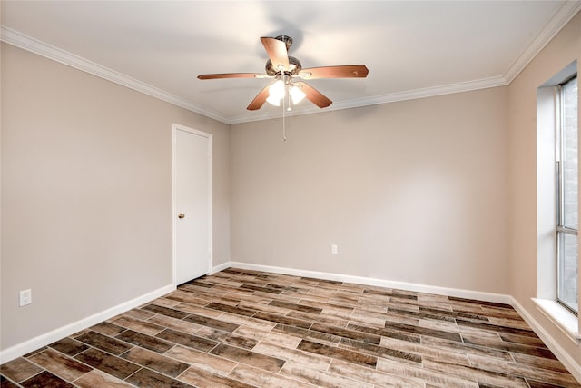 13903 Chevy Chase Dr, Houston, TX 77077 - unfurnished room with wood finished floors, ornamental molding, and a ceiling fan