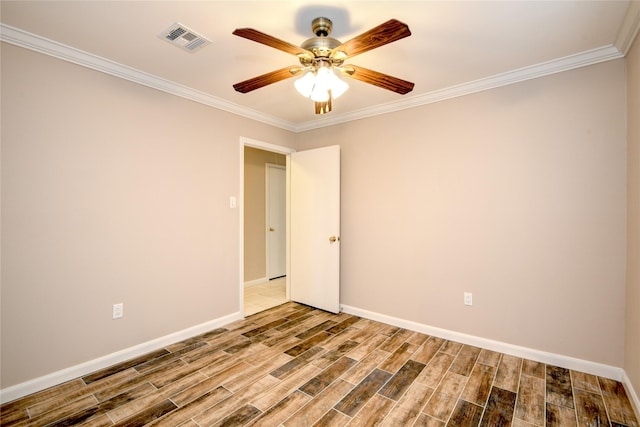13903 Chevy Chase Dr, Houston, TX 77077 - unfurnished room featuring wood finished floors, ceiling fan, and ornamental molding