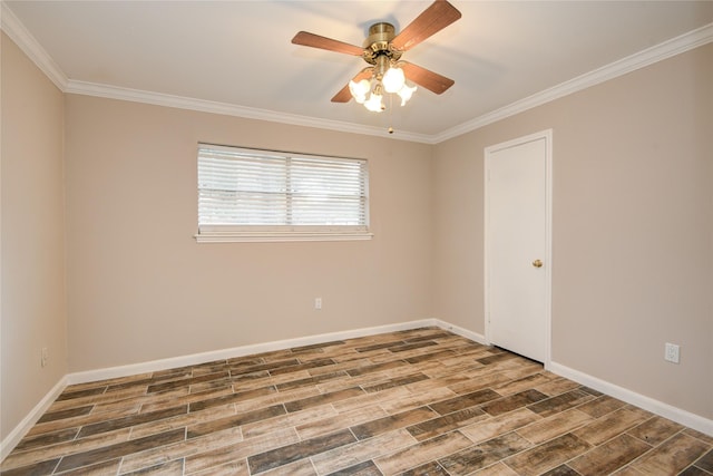 13903 Chevy Chase Dr, Houston, TX 77077 - spare room with wood finished floors, crown molding, and a ceiling fan