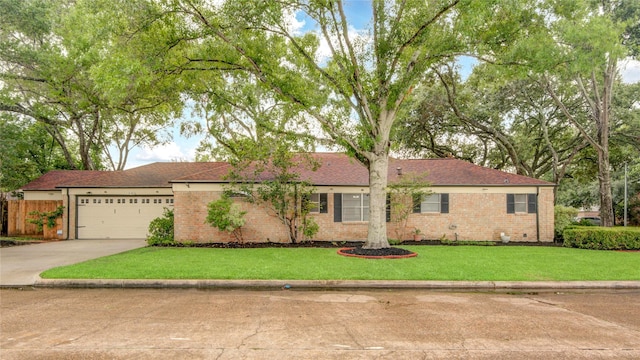 13903 Chevy Chase Dr, Houston, TX 77077 - ranch-style house featuring driveway, brick siding, a garage, and a shingled roof