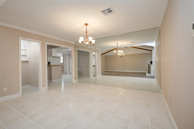 13903 Chevy Chase Dr, Houston, TX 77077 - spare room featuring a chandelier and light tile patterned flooring
