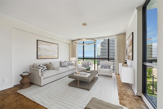 5001 Woodway Dr Unit 1701, Houston, TX 77056 - living room with ornamental molding