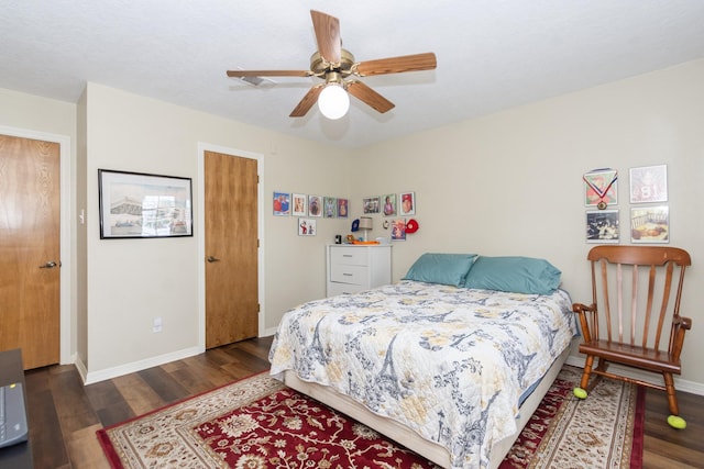 3701 Regency Dr, Deer Park, TX 77536 - bedroom featuring wood finished floors and ceiling fan