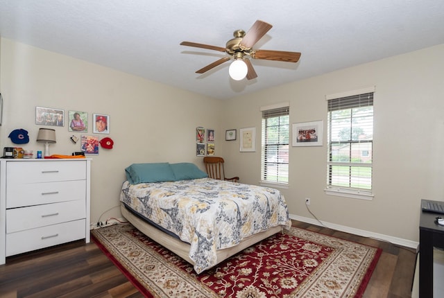 3701 Regency Dr, Deer Park, TX 77536 - bedroom featuring dark wood-type flooring and ceiling fan