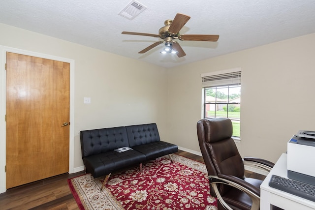 3701 Regency Dr, Deer Park, TX 77536 - home office with wood finished floors and a ceiling fan