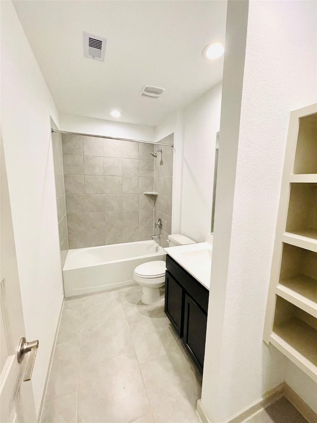 4107 Yosemite Valley Ct, Katy, TX 77494 - full bath featuring vanity, tub / shower combination, recessed lighting, and tile patterned flooring