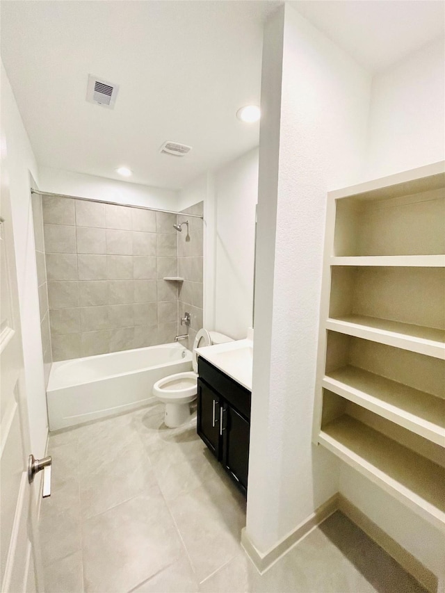 4107 Yosemite Valley Ct, Katy, TX 77494 - full bath featuring vanity, bathing tub / shower combination, tile patterned flooring, and recessed lighting