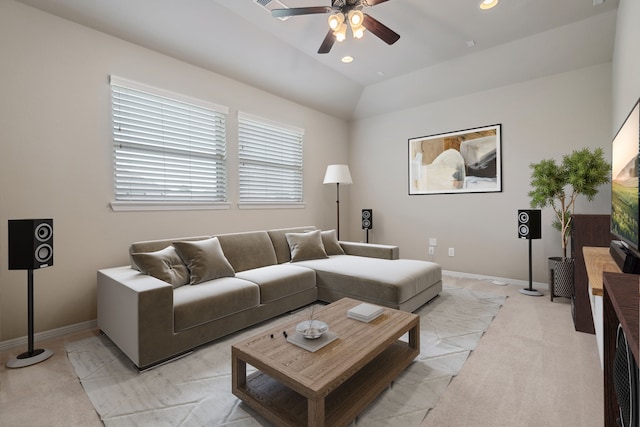 6510 Brady Springs Ct, Sugar Land, TX 77479 - living area with a ceiling fan, recessed lighting, and lofted ceiling