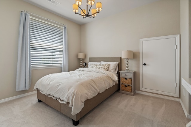 6510 Brady Springs Ct, Sugar Land, TX 77479 - bedroom featuring a chandelier and light colored carpet