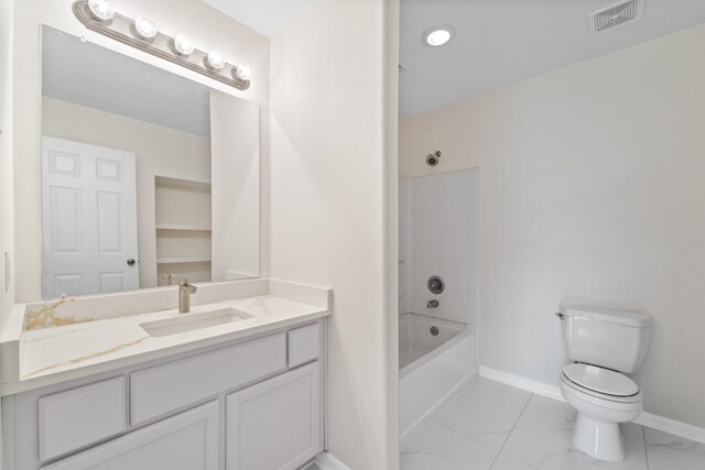 1022 Vera Cruz Dr, Rosenberg, TX 77471 - full bathroom with vanity, marble finish flooring, and washtub / shower combination