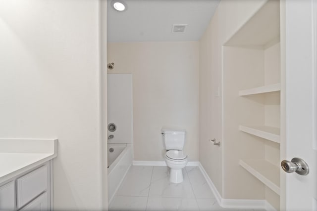 1022 Vera Cruz Dr, Rosenberg, TX 77471 - full bath featuring marble look tiles, vanity, and shower / washtub combination