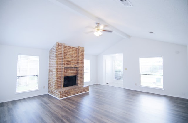 6503 Gladewell Dr, Houston, TX 77072 - unfurnished living room featuring a ceiling fan, dark wood-type flooring, and a fireplace