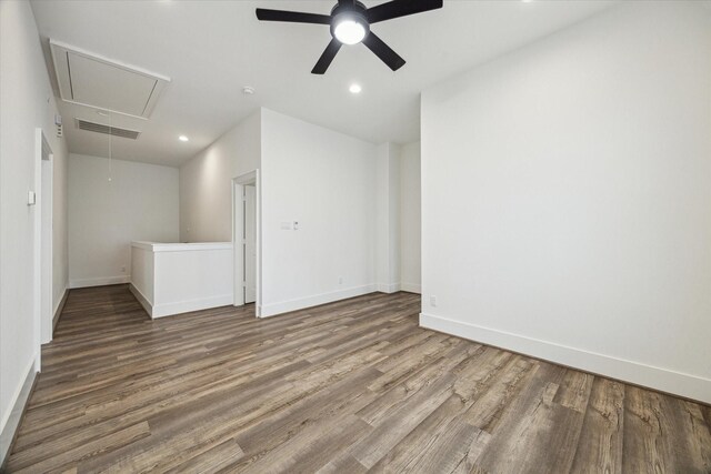 1825 Northwood Dr, Houston, TX 77009 - spare room featuring attic access, wood finished floors, ceiling fan, and recessed lighting