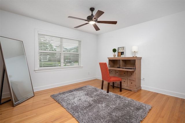 8932 Padfield St, Houston, TX 77055 - office area featuring light wood-style flooring and ceiling fan
