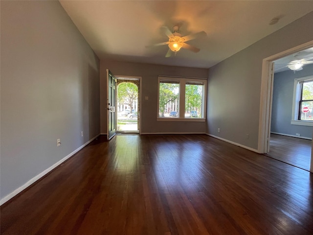 1805 Sul Ross St, Houston, TX 77098 - spare room with a ceiling fan, dark wood-type flooring, and a smoke detector