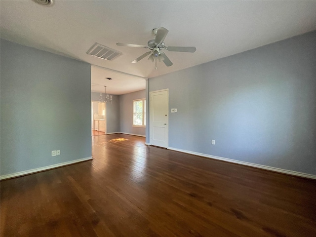 1805 Sul Ross St, Houston, TX 77098 - unfurnished room with wood finished floors, a ceiling fan, and a chandelier