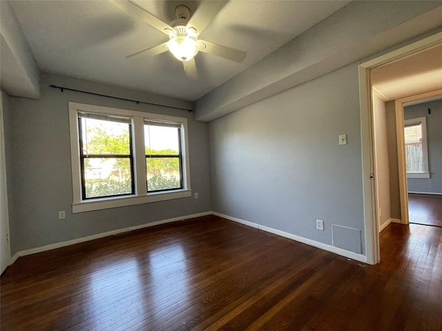 1805 Sul Ross St, Houston, TX 77098 - unfurnished room with plenty of natural light, dark wood-style flooring, and ceiling fan