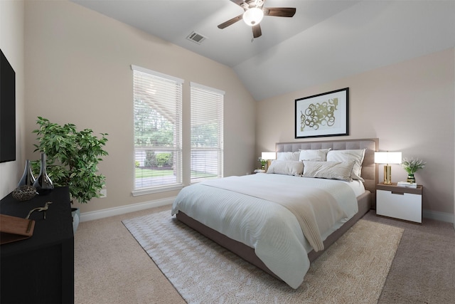 1504 Moreland Park Ct, Friendswood, TX 77546 - bedroom featuring carpet flooring, lofted ceiling, and a ceiling fan