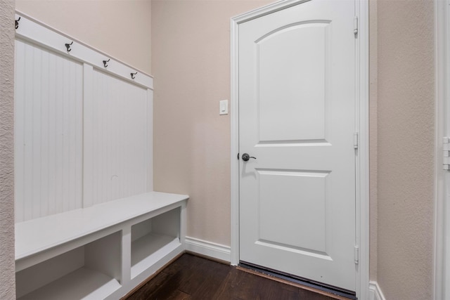 1504 Moreland Park Ct, Friendswood, TX 77546 - mudroom with dark wood-type flooring and baseboards