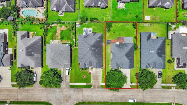 2508 Sun Glen Dr, Pearland, TX 77584 - aerial perspective of suburban area featuring a pool area
