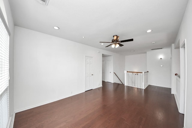 2508 Sun Glen Dr, Pearland, TX 77584 - spare room featuring dark wood finished floors, recessed lighting, and a ceiling fan