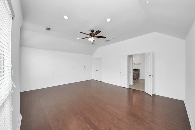 2508 Sun Glen Dr, Pearland, TX 77584 - bonus room featuring vaulted ceiling, ceiling fan, recessed lighting, and wood finished floors