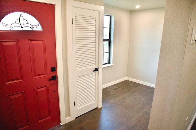 428 Van Molan St, Houston, TX 77022 - entryway featuring healthy amount of natural light, dark wood-style flooring, and recessed lighting