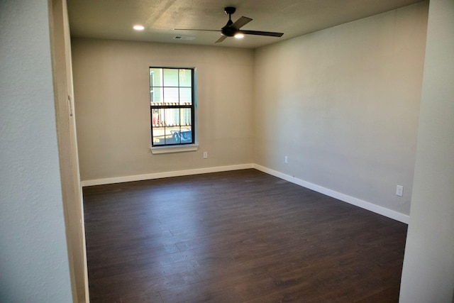 428 Van Molan St, Houston, TX 77022 - unfurnished room featuring a ceiling fan, dark wood finished floors, and recessed lighting