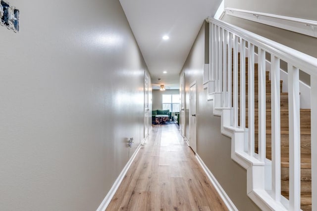 8206 Bassett St, Houston, TX 77051 - hall with light wood-type flooring and recessed lighting
