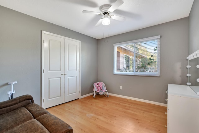 29515 Quinn Rd, Tomball, TX 77375 - living area featuring light wood-type flooring and a ceiling fan