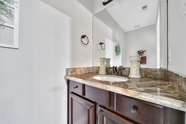 6507 Crystal Forest Trl, Katy, TX 77493 - bathroom featuring vanity and vaulted ceiling