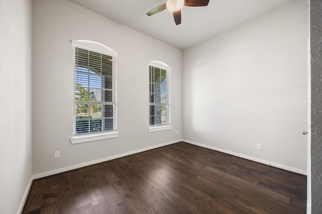 20923 Bradley Gardens Dr, Spring, TX 77379 - unfurnished room featuring a ceiling fan and dark wood finished floors