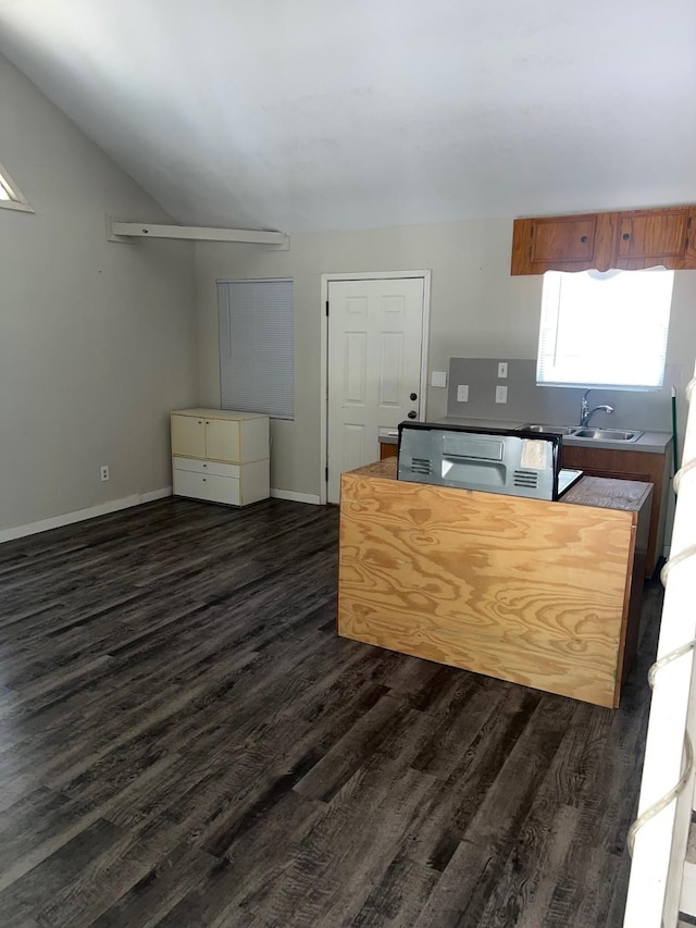 400 Carson Roberson Rd, Livingston, TX 77351 - kitchen with dark wood finished floors and a sink