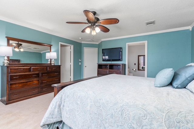 13411 Naples Bridge Rd, Sugar Land, TX 77498 - carpeted bedroom featuring crown molding and ceiling fan