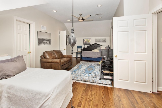 4925 Pine St, Bellaire, TX 77401 - bedroom featuring wood finished floors, recessed lighting, and vaulted ceiling