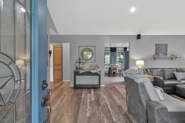 12626 Woodcreek Dr, Willis, TX 77318 - living room with dark wood-type flooring and recessed lighting