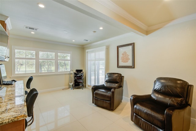 14227 Indian Wells Dr, Houston, TX 77069 - home office featuring crown molding and recessed lighting