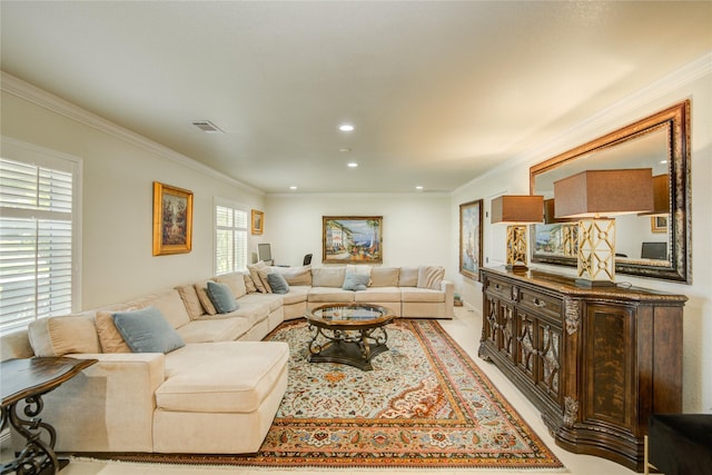 14227 Indian Wells Dr, Houston, TX 77069 - living room with ornamental molding and recessed lighting